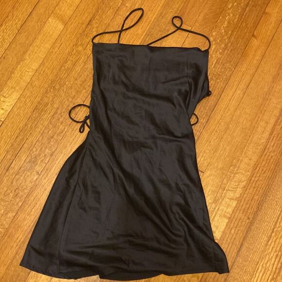 Showpo Before your time black satin slip mini dress 6 NWT - Picture 6 of 8